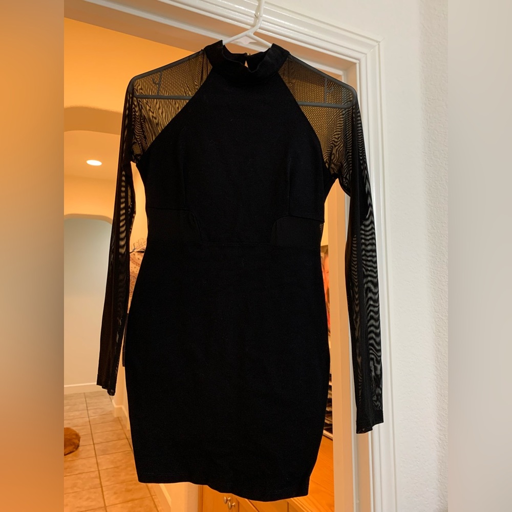 Sheer long sleeve mini dress